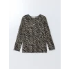 LC WAIKIKI BEJ Bisiklet Yaka Desenli Kadın Bluz