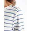 LCWAIKIKI Basic MAVİ Bisiklet Yaka Çizgili Kadın Tişört