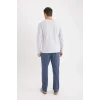 Defacto D8227 Gri Regular Fit Kareli Cepli Pijama Altı