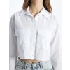 XSIDE BEYAZ Crop Poplin Kadın Gömlek
