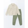 LCW Kids GRİ Basic Uzun Kollu Erkek Çocuk Gömlek ve Pantolon 2li