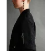 XSIDE SİYAH Kolej Yaka Crop Kadın Bomber Mont