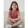 LCW Kids PEMBE Bisiklet Yaka Çiçekli Kız Çocuk Tişört ve Tayt 2li