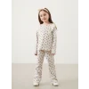 LCW Kids BEJ Bisiklet Yaka Çiçekli Kız Çocuk Bluz ve Tayt Pantolon 2li