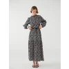 LCW Modest SİYAH Dik Yaka Desenli Kadın Elbise