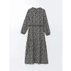 LCW Modest SİYAH Dik Yaka Desenli Kadın Elbise