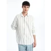 XSIDE YEŞİL Regular Fit Uzun Kollu Çizgili Erkek Gömlek