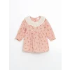 LCW baby PEMBE Bebe Yaka Çiçekli Kız Bebek Elbise