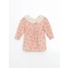 LCW baby PEMBE Bebe Yaka Çiçekli Kız Bebek Elbise