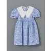 LCW Kids MAVİ Çiçekli Keten Karışımlı Kız Çocuk Elbise