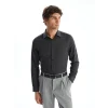 LCWAIKIKI Formal GRİ Slim Fit Uzun Kollu Armürlü Erkek Gömlek