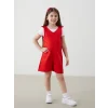 LCW Kids BEYAZ Bisiklet Yaka Kız Çocuk Tişört ve Tulum 2li