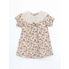LCW baby EKRU Bebe Yaka Uzun Kollu Çiçekli Kız Bebek Elbise