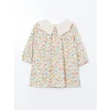 LCW Kids EKRU Bebe Yaka Çiçekli Gabardin Kız Çocuk Elbise