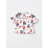 LCW baby EKRU Bisiklet Yaka Çiçekli Kız Bebek Bluz ve Tayt 2li