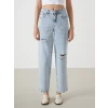 LCW Jeans İNDİGO Boyfriend Yırtık Detaylı Kadın Jean Pantolon