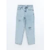 LCW Jeans İNDİGO Boyfriend Yırtık Detaylı Kadın Jean Pantolon