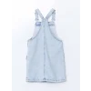 LCW Kids MAVİ Kare Yaka Kız Çocuk Jean Salopet Elbise