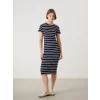 XSIDE LACİVERT Bisiklet Yaka Çizgili Kadın Elbise