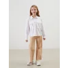 LCW Kids BEYAZ Basic Uzun Kollu Kız Çocuk Crop Gömlek