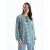 LCW Grace PETROL Bağlamalı Yaka Desenli Kadın Bluz
