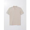LCWAIKIKI Classic BEJ Polo Yaka Kısa Kollu Desenli Pike Erkek Tişört