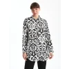 LCWAIKIKI Classic SİYAH Desenli Kadın Gömlek Tunik