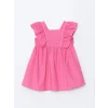 LCW Kids PEMBE Kare Yaka Keten Kız Çocuk Elbise