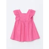LCW Kids PEMBE Kare Yaka Keten Kız Çocuk Elbise