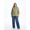 LCW Grace YEŞİL V Yaka Desenli Kadın Bluz