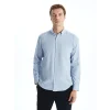 LCWAIKIKI Classic İNDİGO Regular Fit Uzun Kollu Armürlü Erkek Gömlek