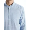 LCWAIKIKI Classic İNDİGO Regular Fit Uzun Kollu Armürlü Erkek Gömlek