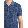 LCWAIKIKI Classic İNDİGO Polo Yaka Kısa Kollu Desenli Pike Erkek Tişört