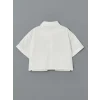 LCW Kids BEYAZ Basic Kısa Kollu Kız Çocuk Crop Gömlek