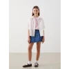 LCW Kids PEMBE Çizgili Kız Çocuk Crop Gömlek