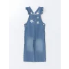 LCW Kids MAVİ Kare Yaka Nakışlı Kız Çocuk Jean Salopet Elbise