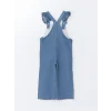 LCW Kids MAVİ Kare Yaka Nakışlı Kız Çocuk Jean Salopet Elbise