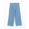 LCW Kids MAVİ Beli Ayarlanabilir Lastikli Çiçekli Kız Çocuk Jean Pantolon