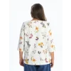 LCW Grace EKRU V Yaka Desenli Kadın Bluz