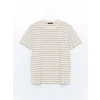 XSIDE KAHVERENGİ Bisiklet Yaka Kısa Kollu Çizgili Penye Erkek Tişört
