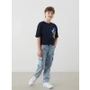LCW Kids İNDİGO Beli Lastikli Erkek Çocuk Kargo Jean Pantolon