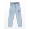 LCW Kids İNDİGO Beli Lastikli Erkek Çocuk Kargo Jean Pantolon