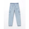 LCW Kids İNDİGO Beli Lastikli Erkek Çocuk Kargo Jean Pantolon