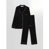 LCW DREAM SİYAH Gömlek Yaka Kadın Pijama Takımı