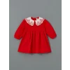 LCW Kids KIRMIZI Bebe Yaka Kız Çocuk Müslin Elbise