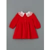 LCW Kids KIRMIZI Bebe Yaka Kız Çocuk Müslin Elbise