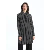 LCW Grace SİYAH Çizgili Poplin Kadın Gömlek Tunik