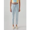 LCW Jeans İNDİGO Beli Kemerli Mom Fit Kadın Jean Pantolon