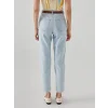 LCW Jeans İNDİGO Beli Kemerli Mom Fit Kadın Jean Pantolon