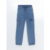 LCW Kids İNDİGO Beli Lastikli Erkek Çocuk Kargo Jean Pantolon